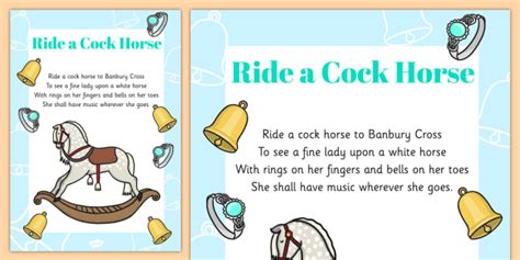 So, not only are the songs fun, theyre educational as well. . Nursery rhyme about riding a horse on your knee